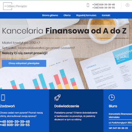 Strona WWW, social media - Odbierz Pieniądze